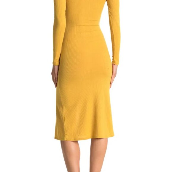 Velvet Torch Women's Mustard V-Neck Ribbed Knit Mid Dress SZ XL - Picture 9 of 10
